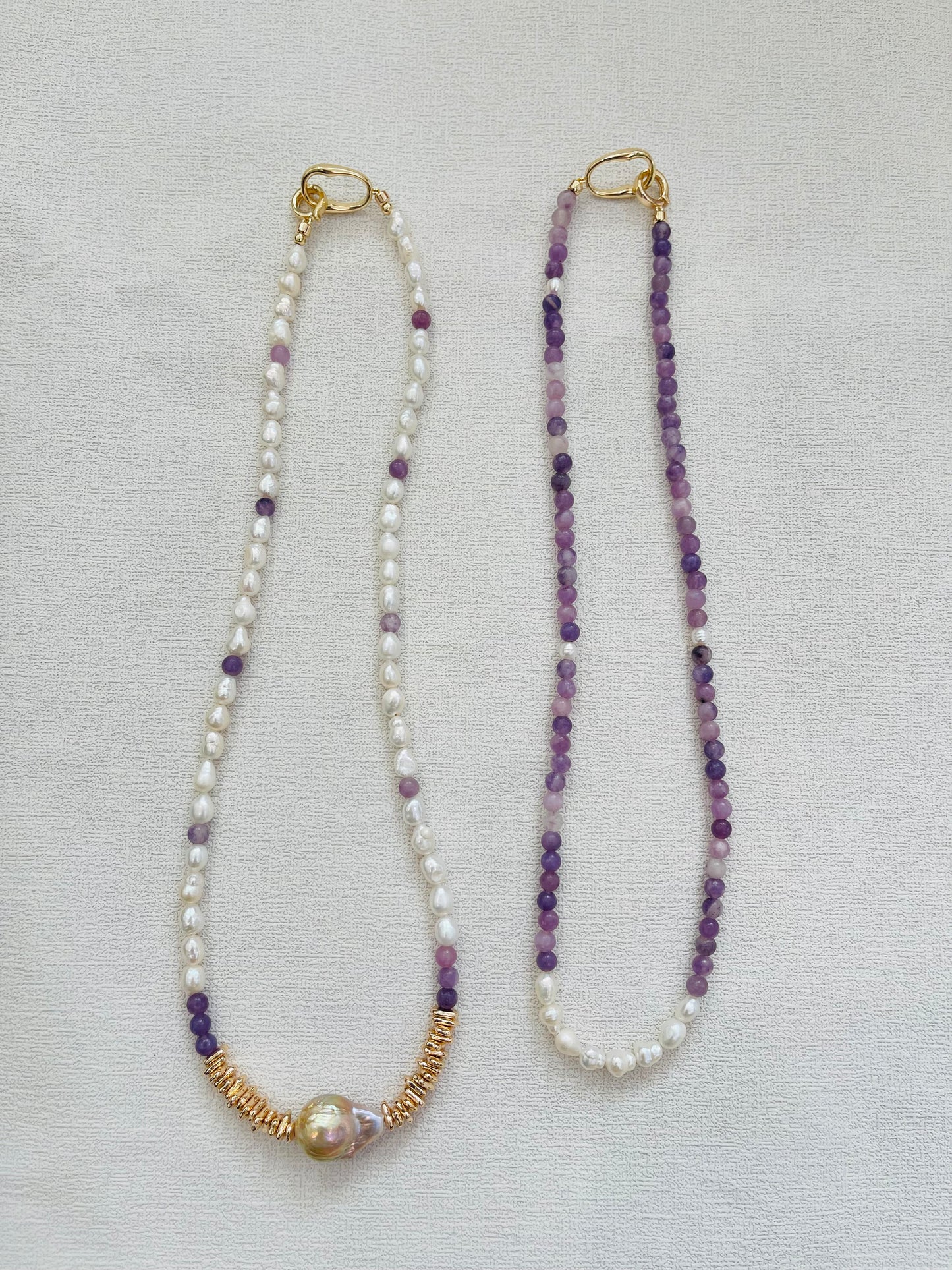 Pearl and amethyst necklace set